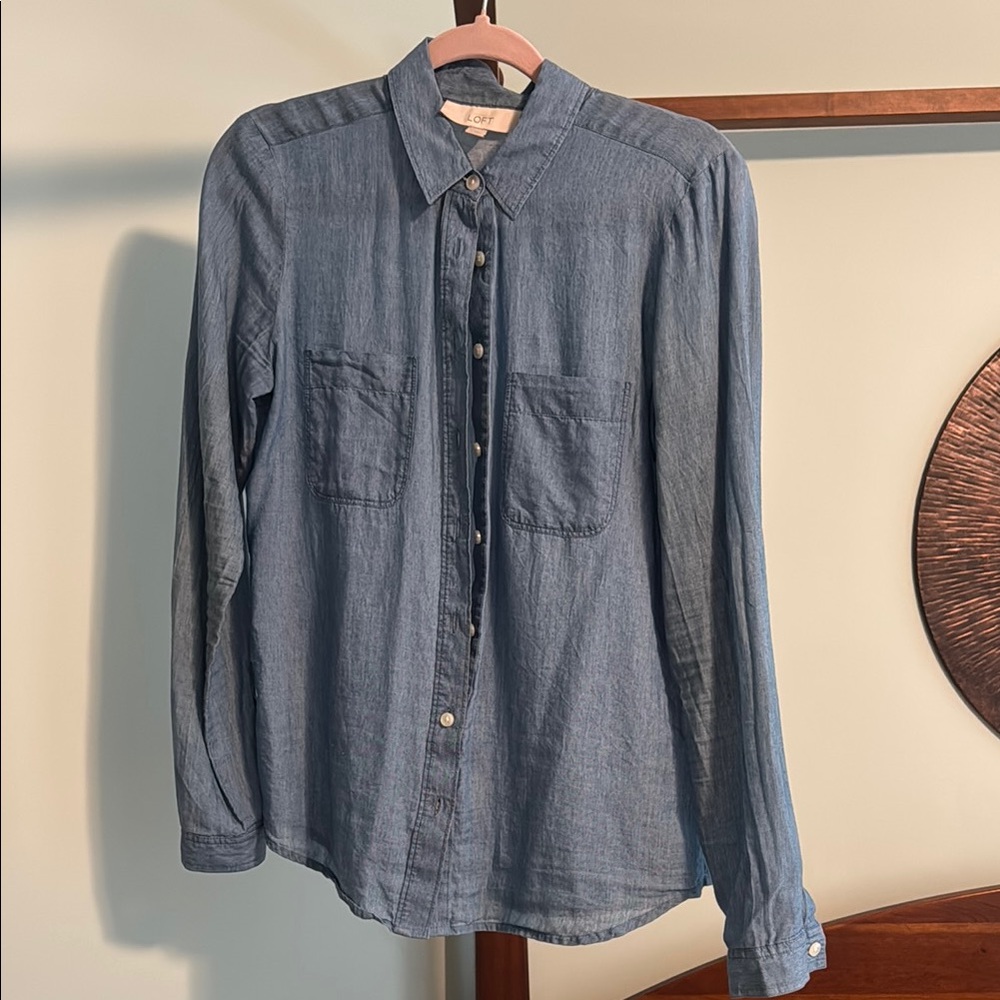 LOFT Classic Blue Chambray Shirt